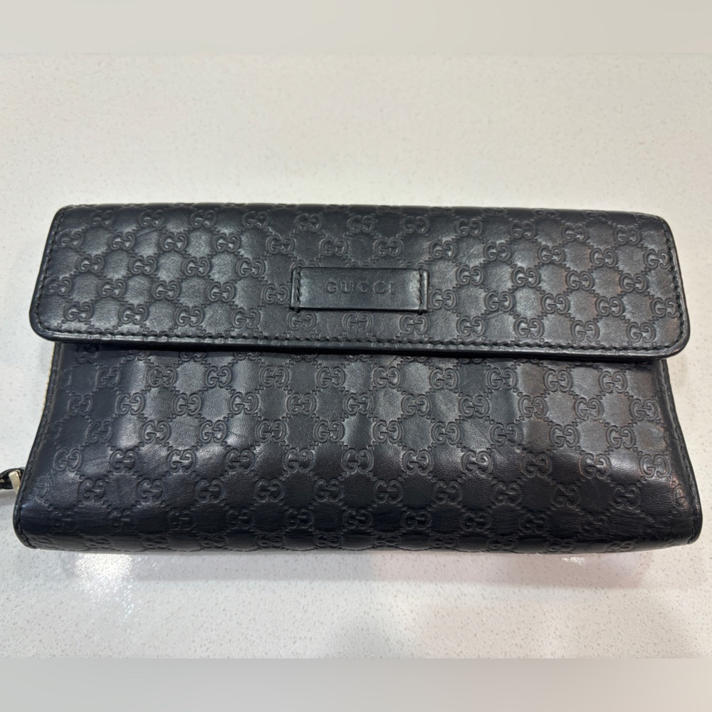 Gucci Black Monogram Leather Wallet